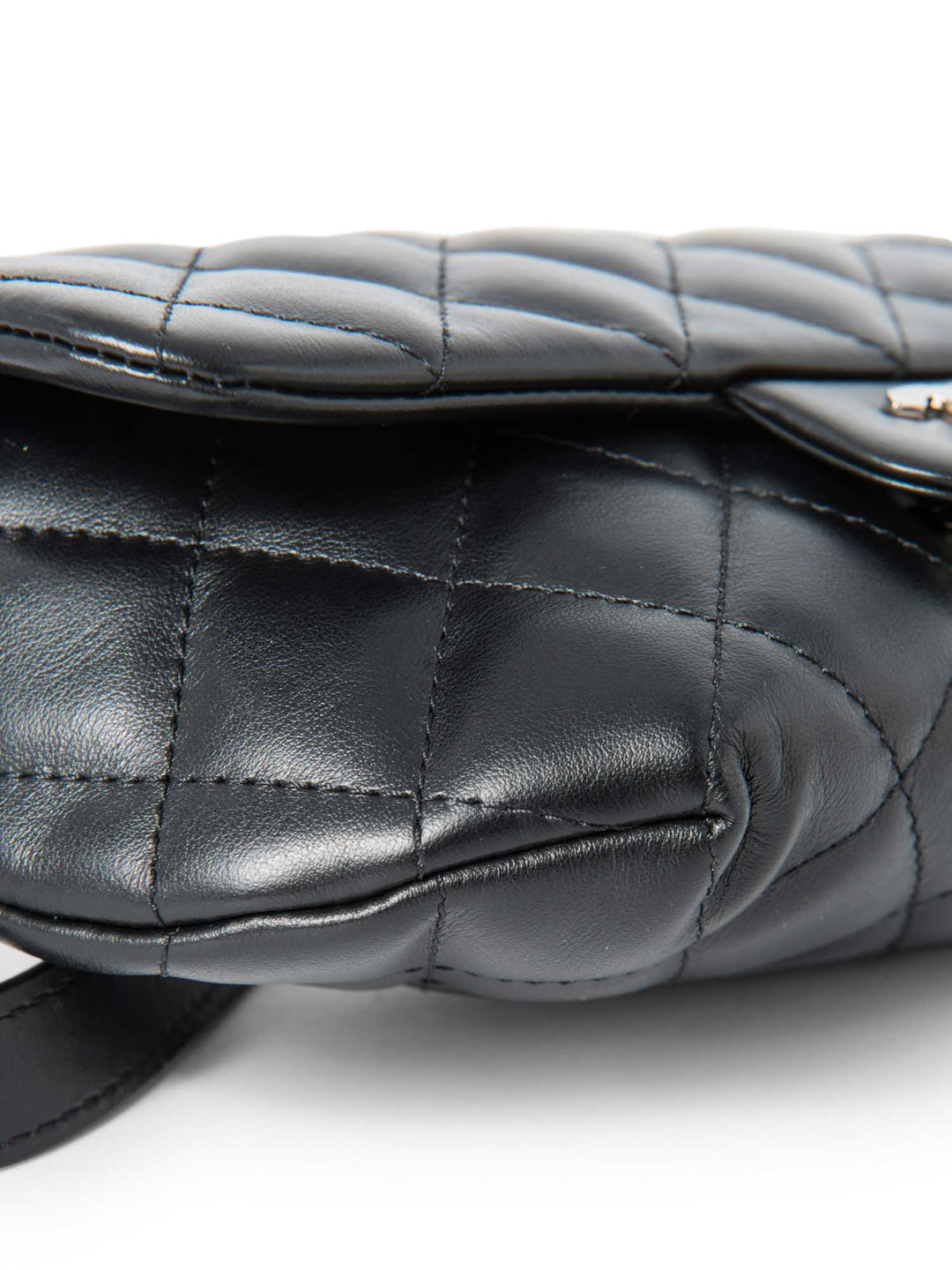Top Quality Chanel CC Logo Quilted Leather Chain Belt Bag Black Silver