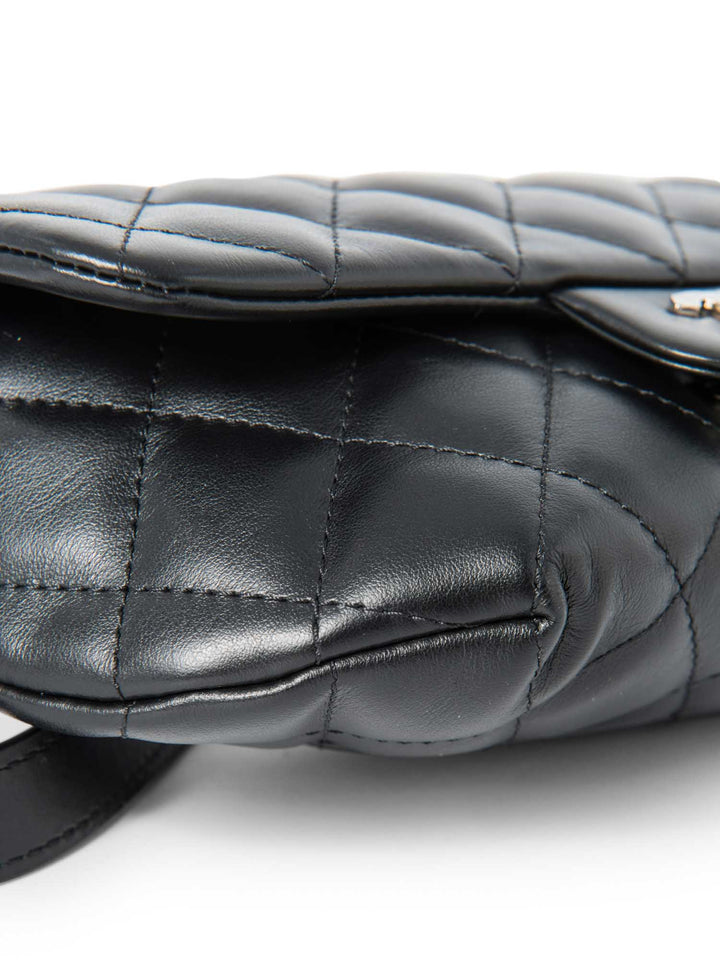 Top Quality Chanel CC Logo Quilted Leather Chain Belt Bag Black Silver