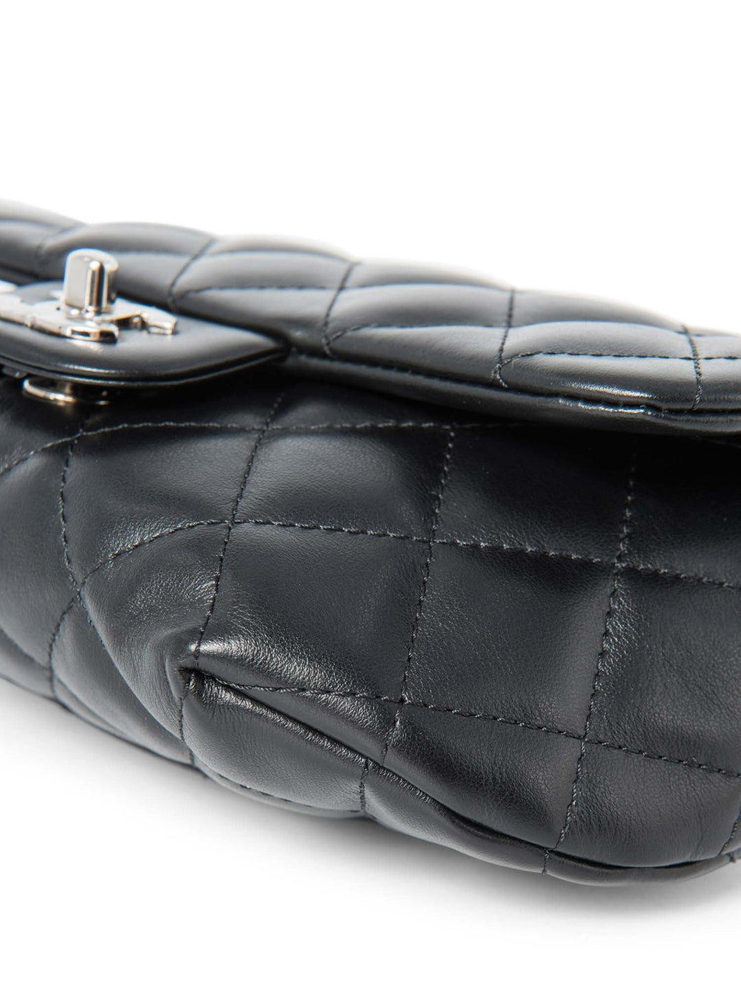 Top Quality Chanel CC Logo Quilted Leather Chain Belt Bag Black Silver