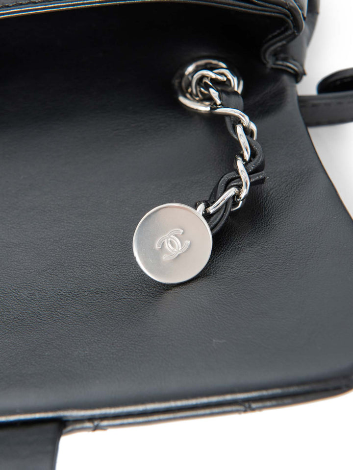 Top Quality Chanel CC Logo Quilted Leather Chain Belt Bag Black Silver