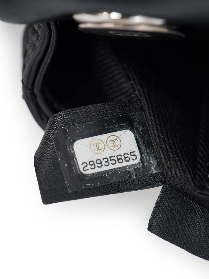 Top Quality Chanel CC Logo Quilted Leather Chain Belt Bag Black Silver