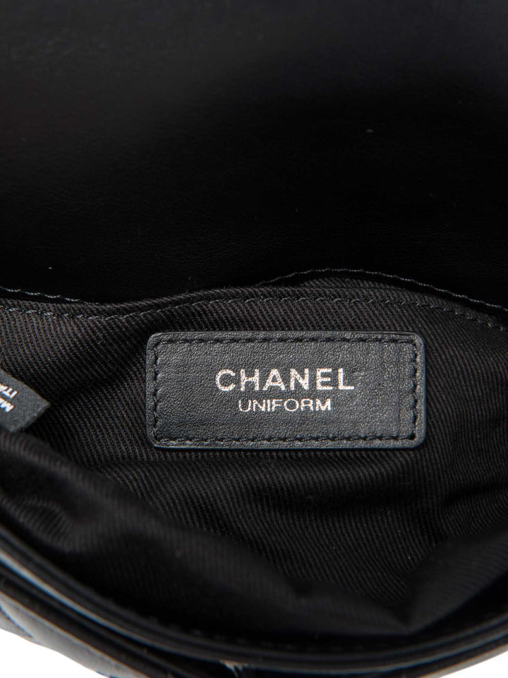 Top Quality Chanel CC Logo Quilted Leather Chain Belt Bag Black Silver