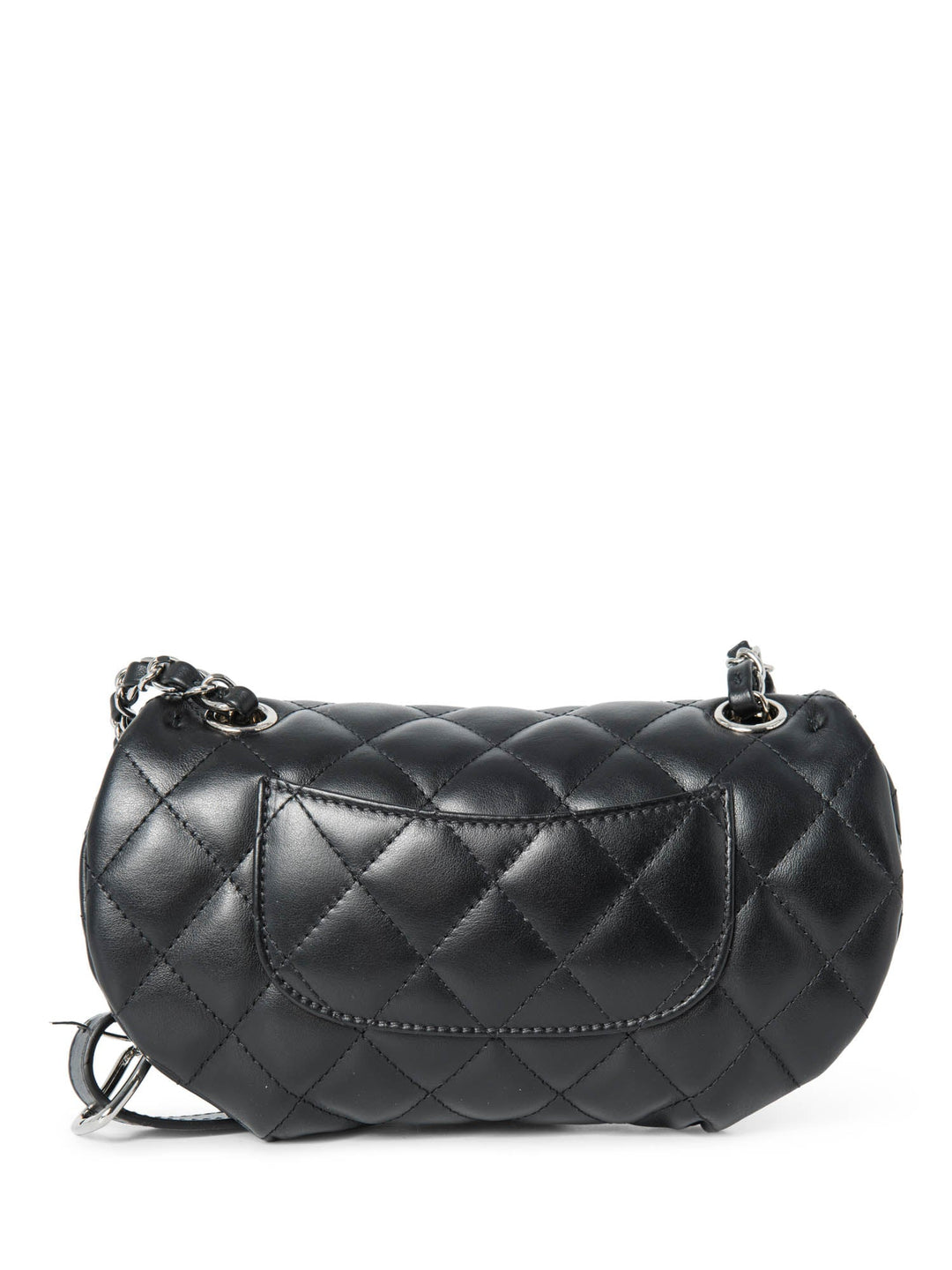 Top Quality Chanel CC Logo Quilted Leather Chain Belt Bag Black Silver