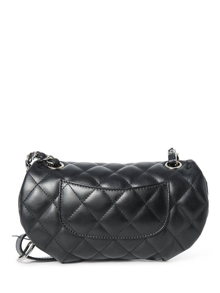 Top Quality Chanel CC Logo Quilted Leather Chain Belt Bag Black Silver