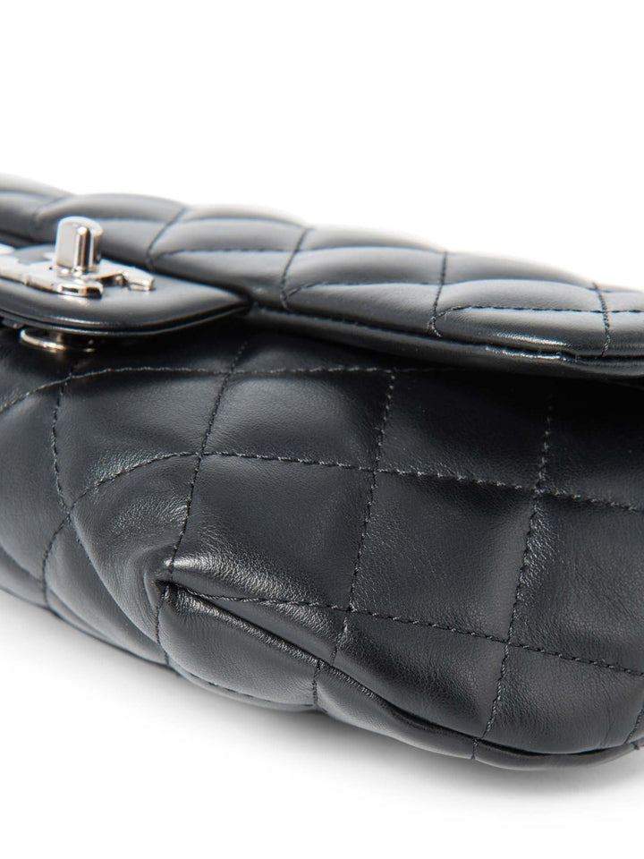 Top Quality Chanel CC Logo Quilted Leather Chain Belt Bag Black Silver