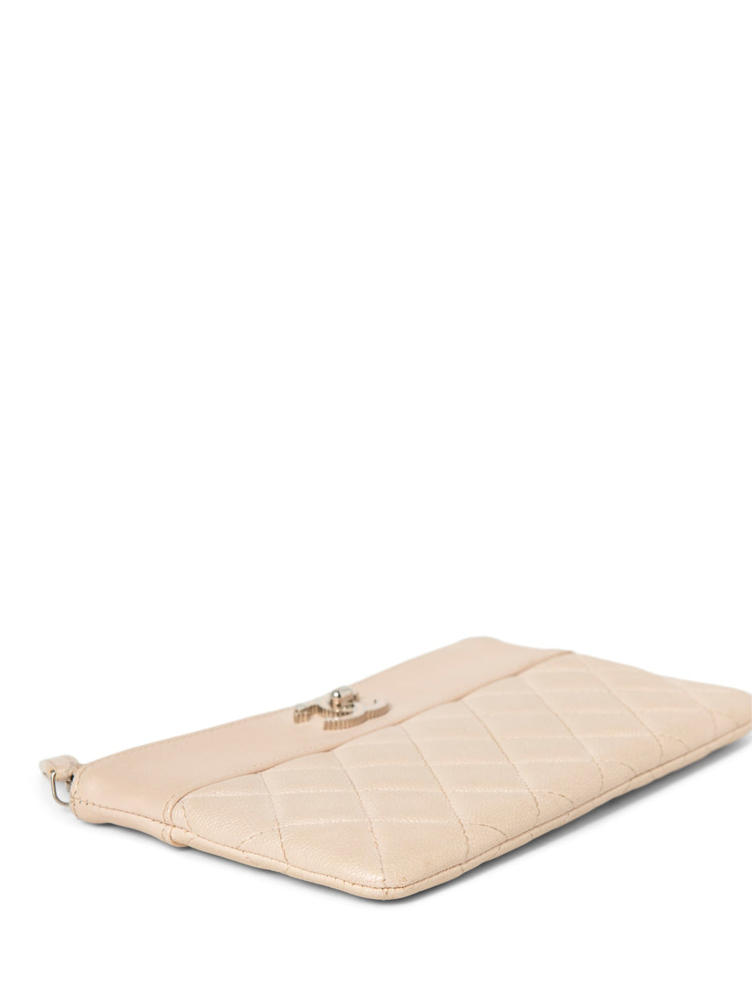 Top Quality Chanel CC Logo Quilted Leather Clutch Blush Pink