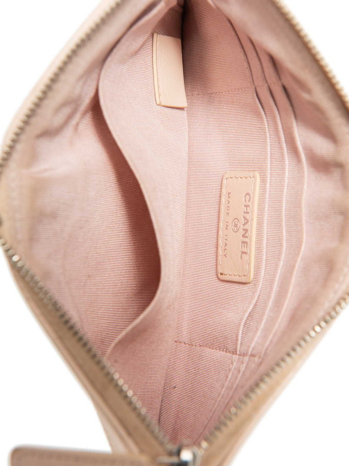 Top Quality Chanel CC Logo Quilted Leather Clutch Blush Pink