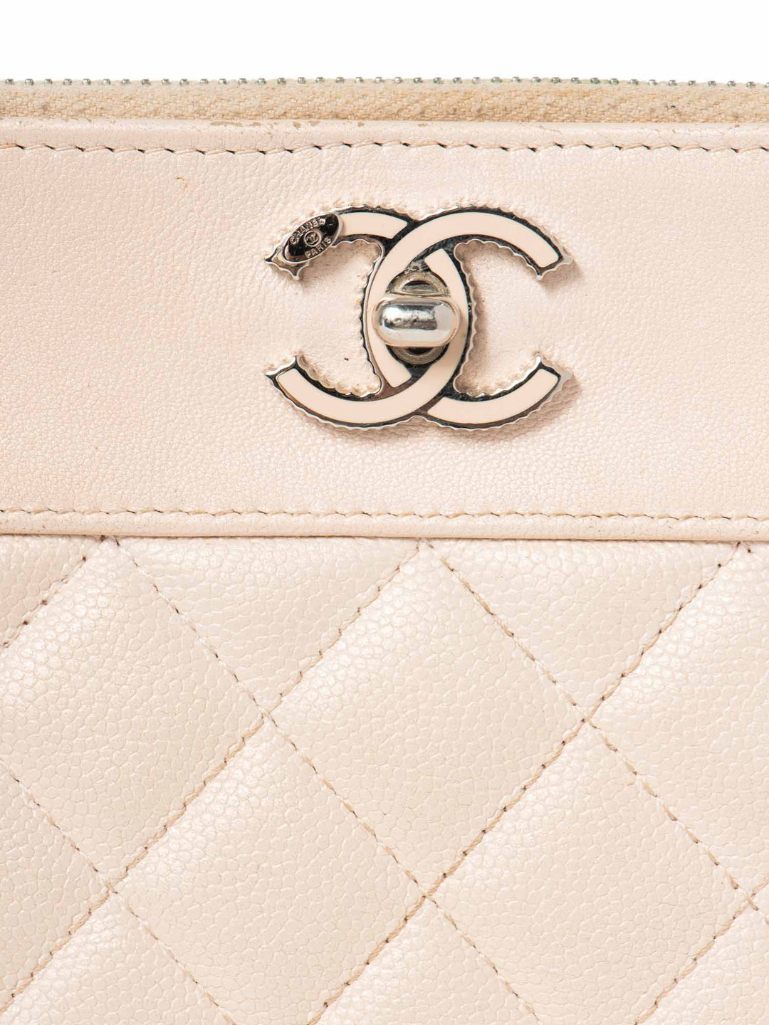 Top Quality Chanel CC Logo Quilted Leather Clutch Blush Pink