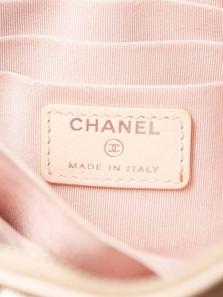 Top Quality Chanel CC Logo Quilted Leather Clutch Blush Pink