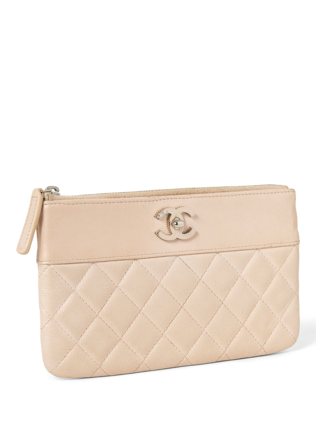 Top Quality Chanel CC Logo Quilted Leather Clutch Blush Pink