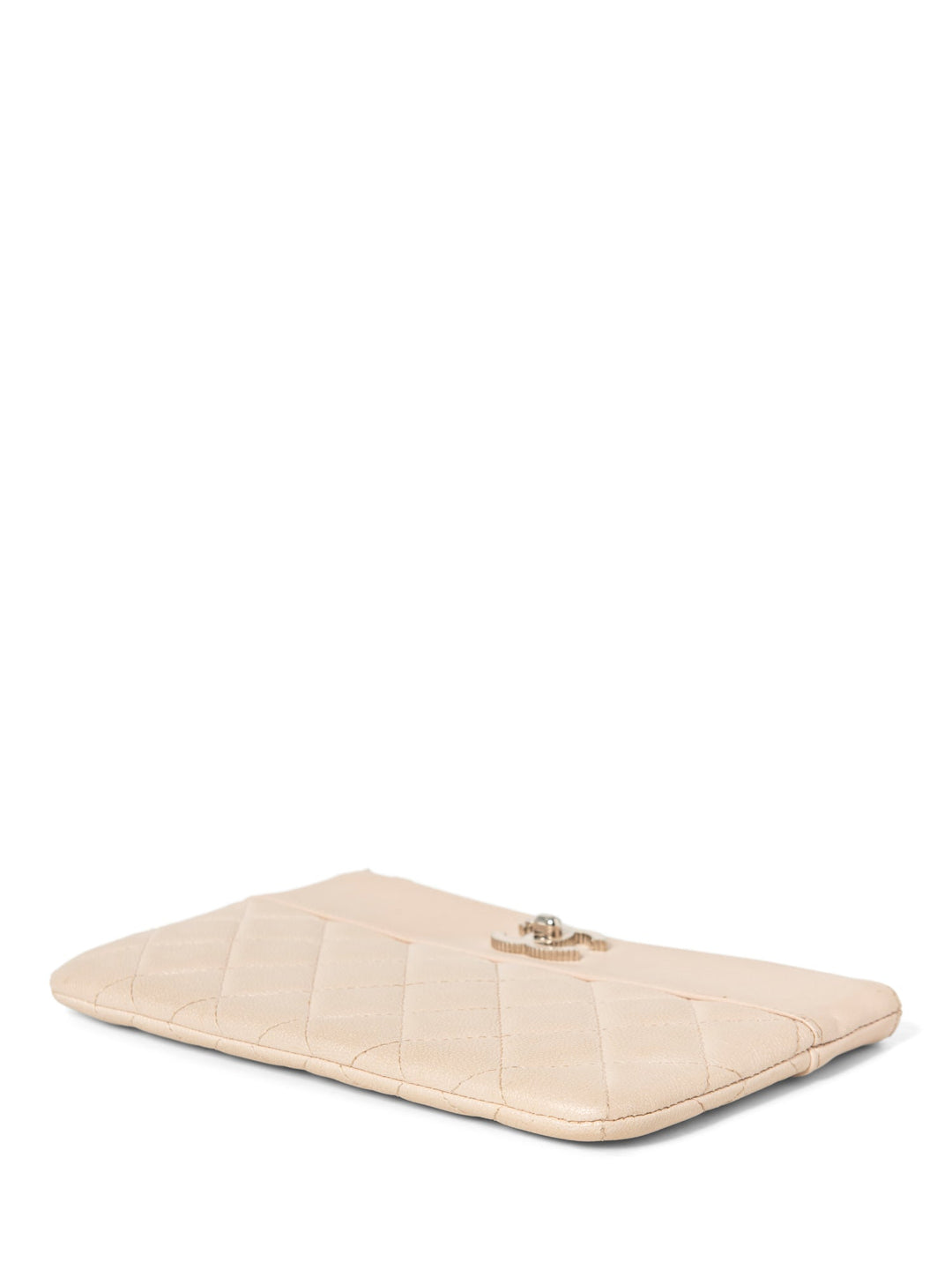 Top Quality Chanel CC Logo Quilted Leather Clutch Blush Pink