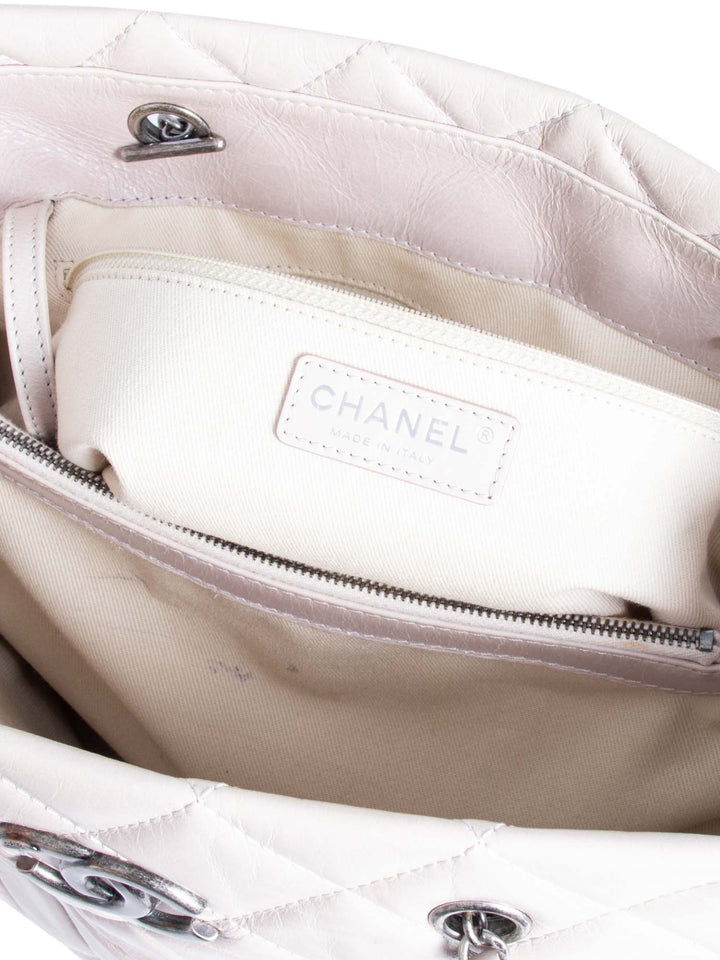 Top Quality Chanel CC Logo Quilted Leather Grand Shopper Bag Light Taupe