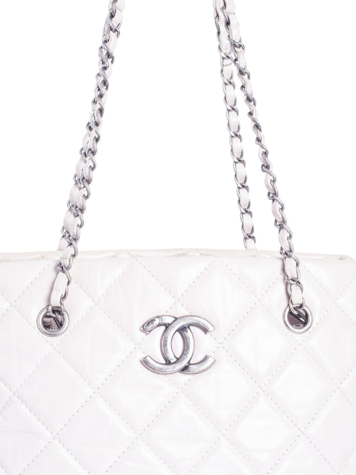 Top Quality Chanel CC Logo Quilted Leather Grand Shopper Bag Light Taupe