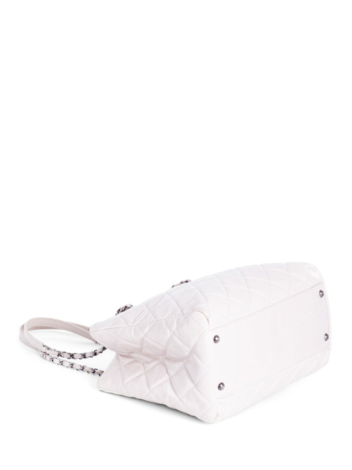 Top Quality Chanel CC Logo Quilted Leather Grand Shopper Bag Light Taupe