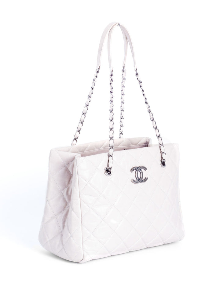 Top Quality Chanel CC Logo Quilted Leather Grand Shopper Bag Light Taupe
