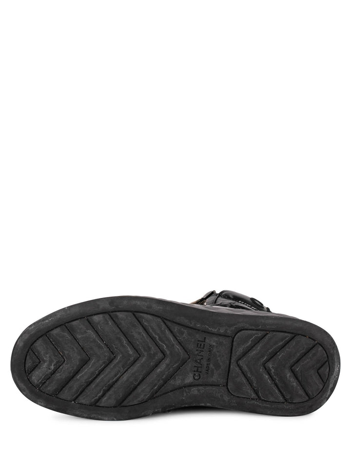 Top Quality Chanel CC Logo Quilted Leather High Top Platform Sneakers Black