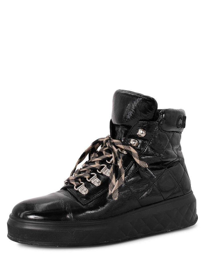 Top Quality Chanel CC Logo Quilted Leather High Top Platform Sneakers Black