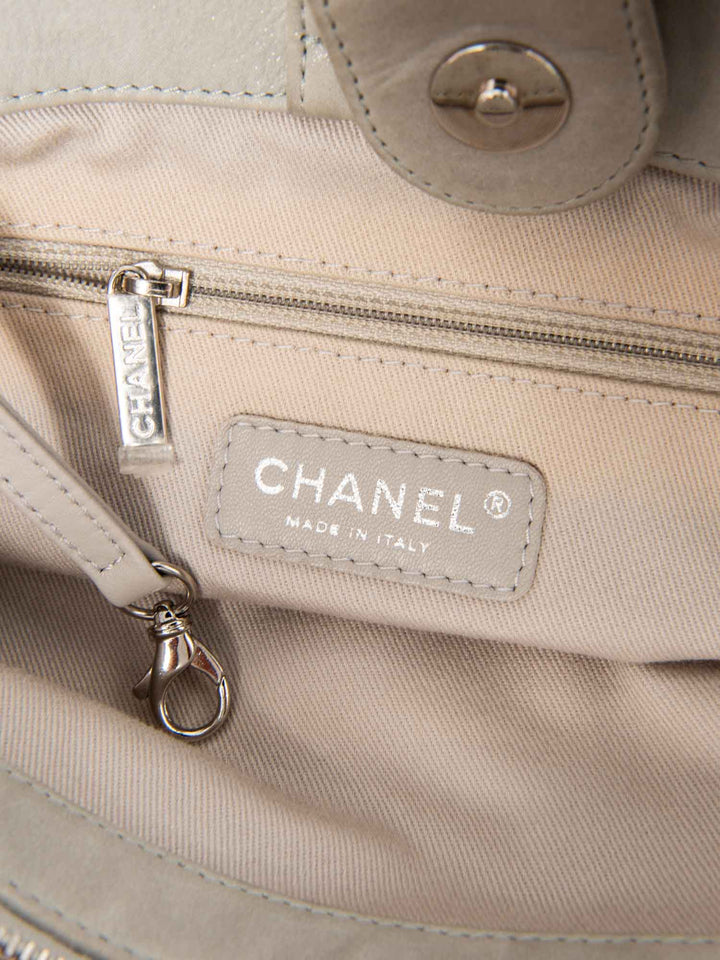 Top Quality Chanel CC Logo Quilted Leather Hydrangea Shopper Bag Gray