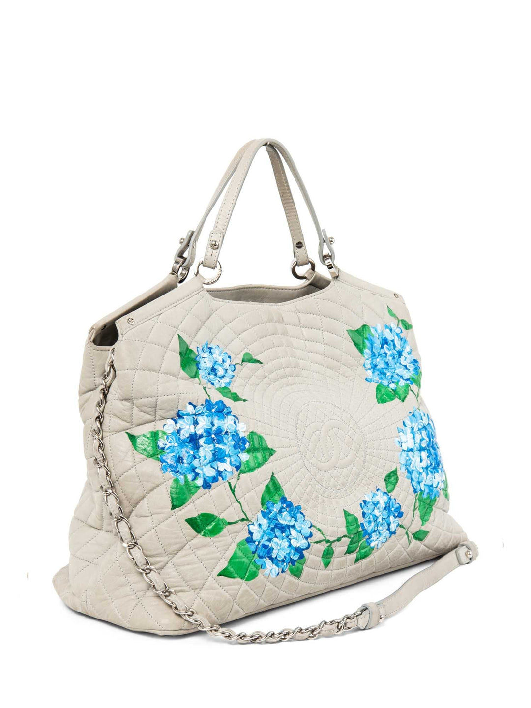 Top Quality Chanel CC Logo Quilted Leather Hydrangea Shopper Bag Gray