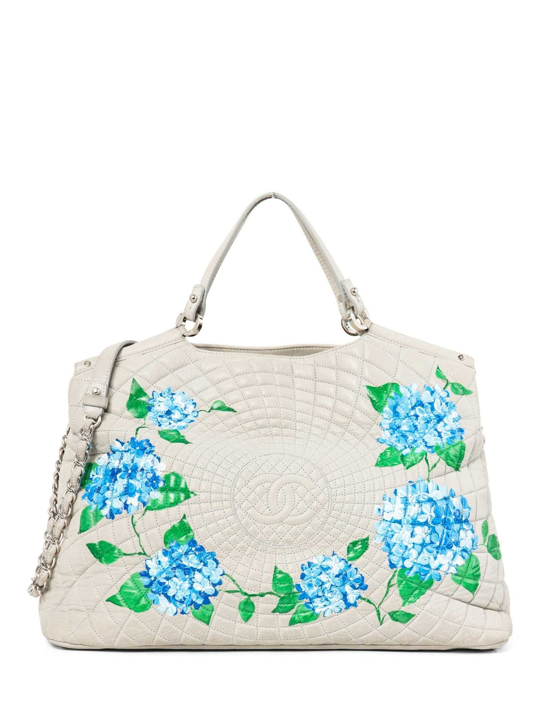 Top Quality Chanel CC Logo Quilted Leather Hydrangea Shopper Bag Gray