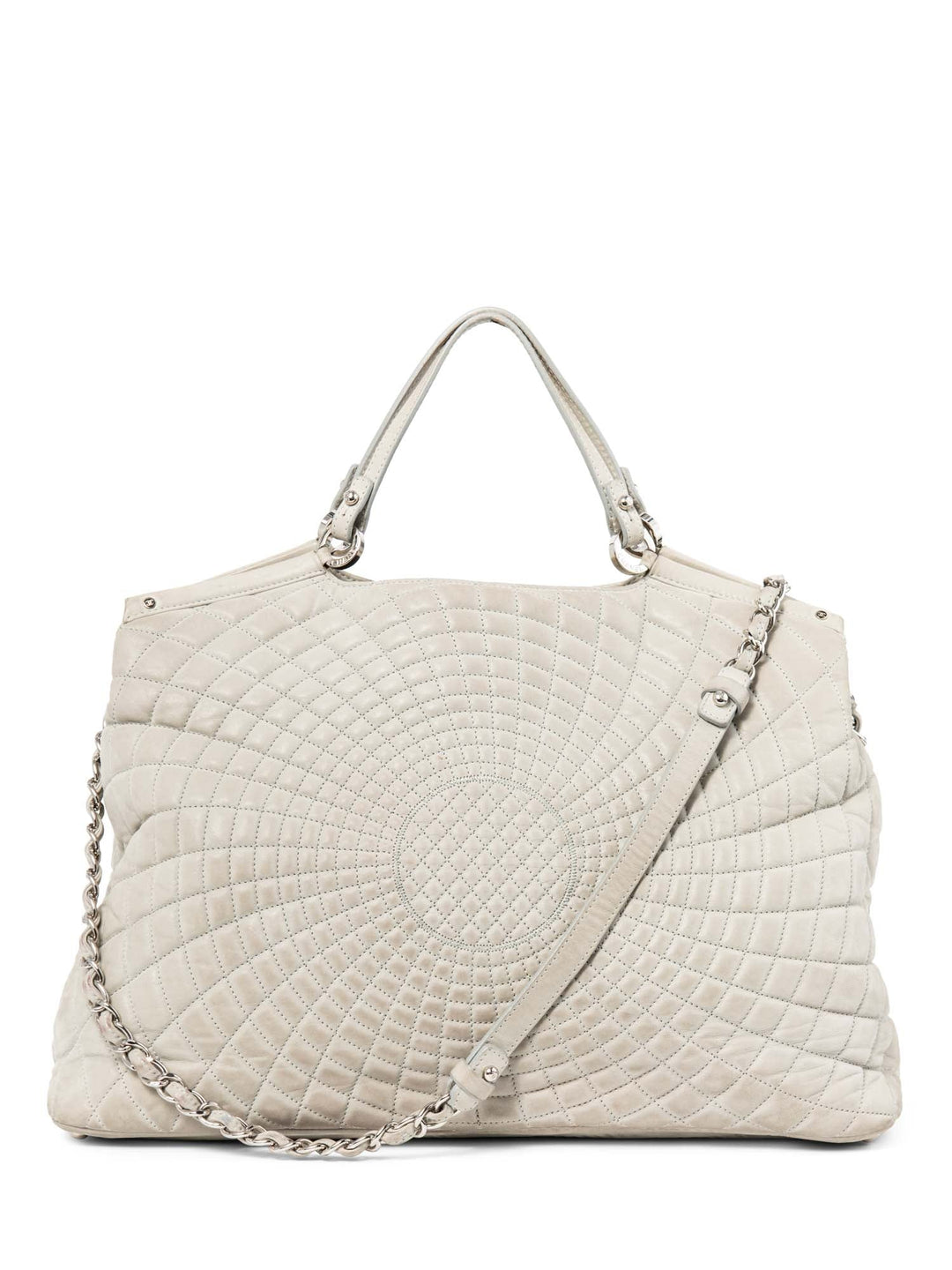 Top Quality Chanel CC Logo Quilted Leather Hydrangea Shopper Bag Gray
