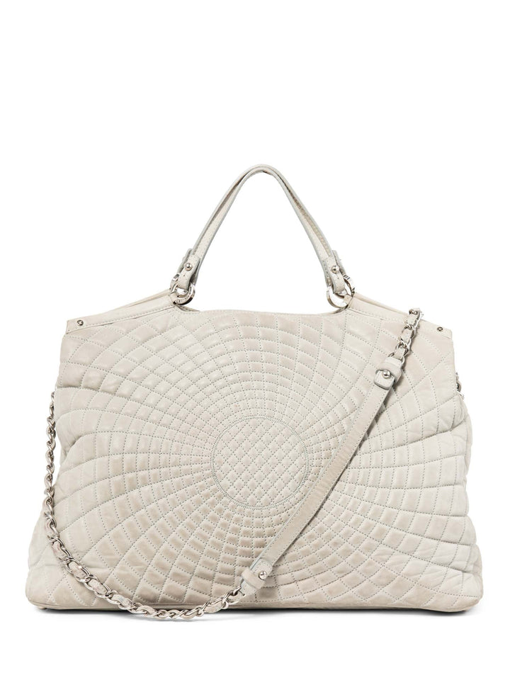 Top Quality Chanel CC Logo Quilted Leather Hydrangea Shopper Bag Gray