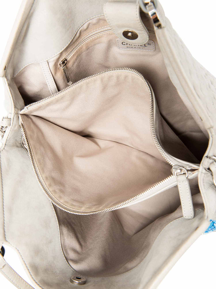 Top Quality Chanel CC Logo Quilted Leather Hydrangea Shopper Bag Gray