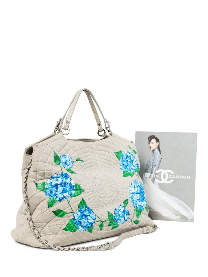 Top Quality Chanel CC Logo Quilted Leather Hydrangea Shopper Bag Gray
