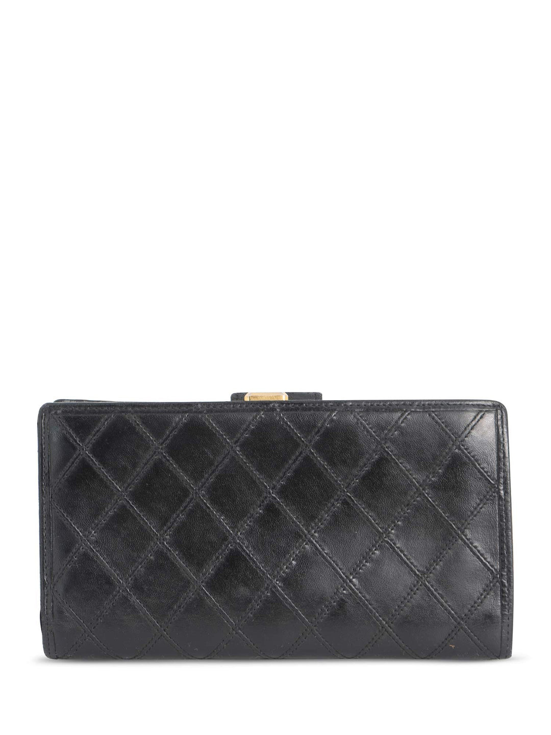 Top Quality Chanel CC Logo Quilted Leather Kiss Lock Wallet on Chain Black