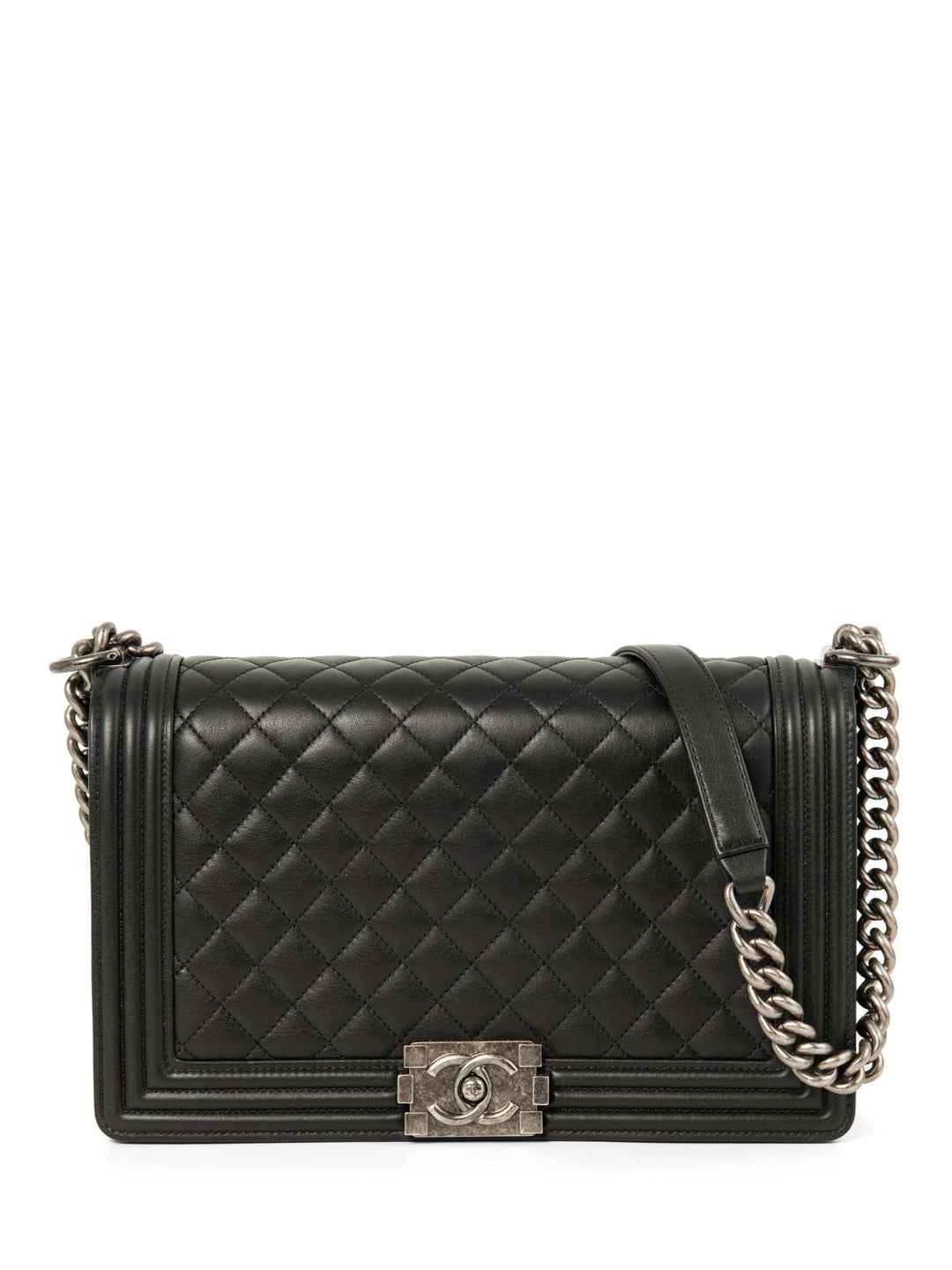 Top Quality Chanel CC Logo Quilted Leather Medium Boy Bag Black