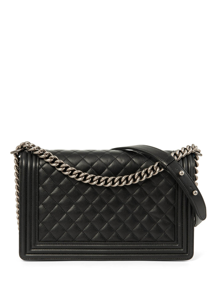 Top Quality Chanel CC Logo Quilted Leather Medium Boy Bag Black