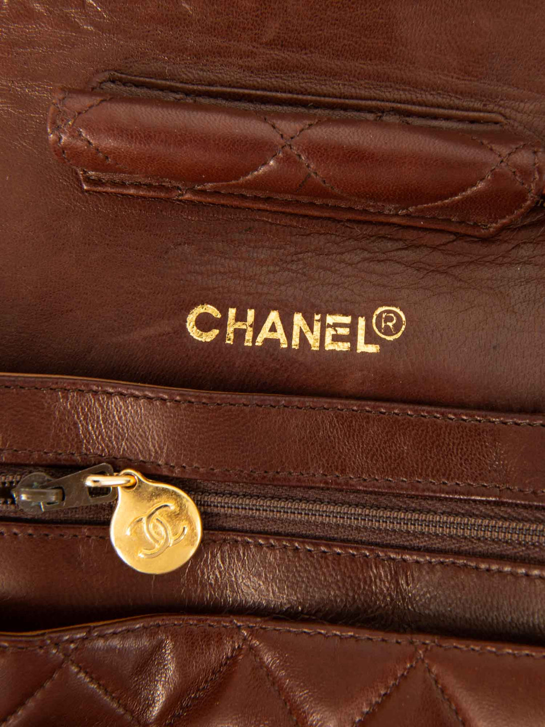 Top Quality Chanel CC Logo Quilted Leather Medium Flap Bag Brown Gold