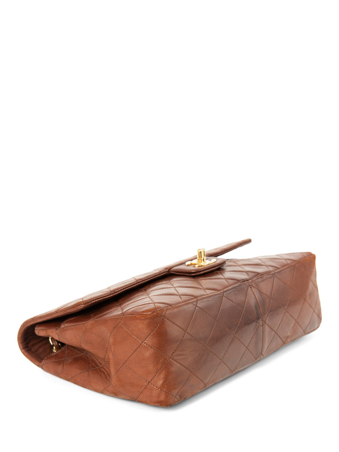 Top Quality Chanel CC Logo Quilted Leather Medium Flap Bag Brown Gold