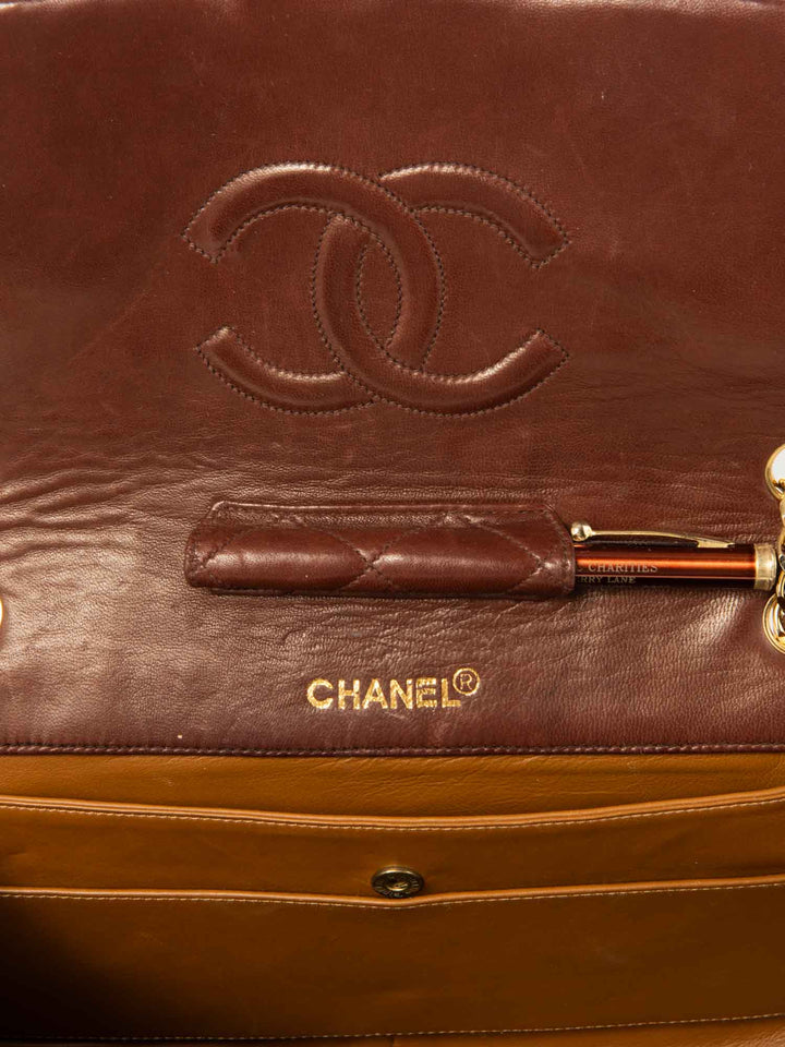 Top Quality Chanel CC Logo Quilted Leather Medium Flap Bag Brown Gold