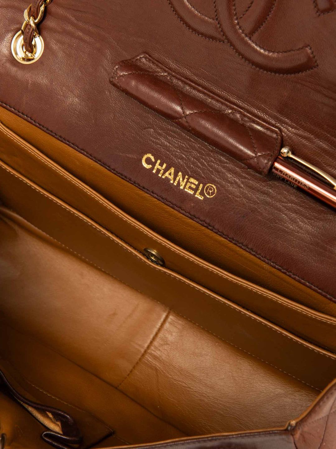 Top Quality Chanel CC Logo Quilted Leather Medium Flap Bag Brown Gold