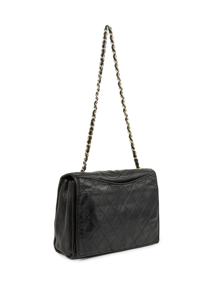 Top Quality Chanel CC Logo Quilted Leather Messenger Bag Black Gold