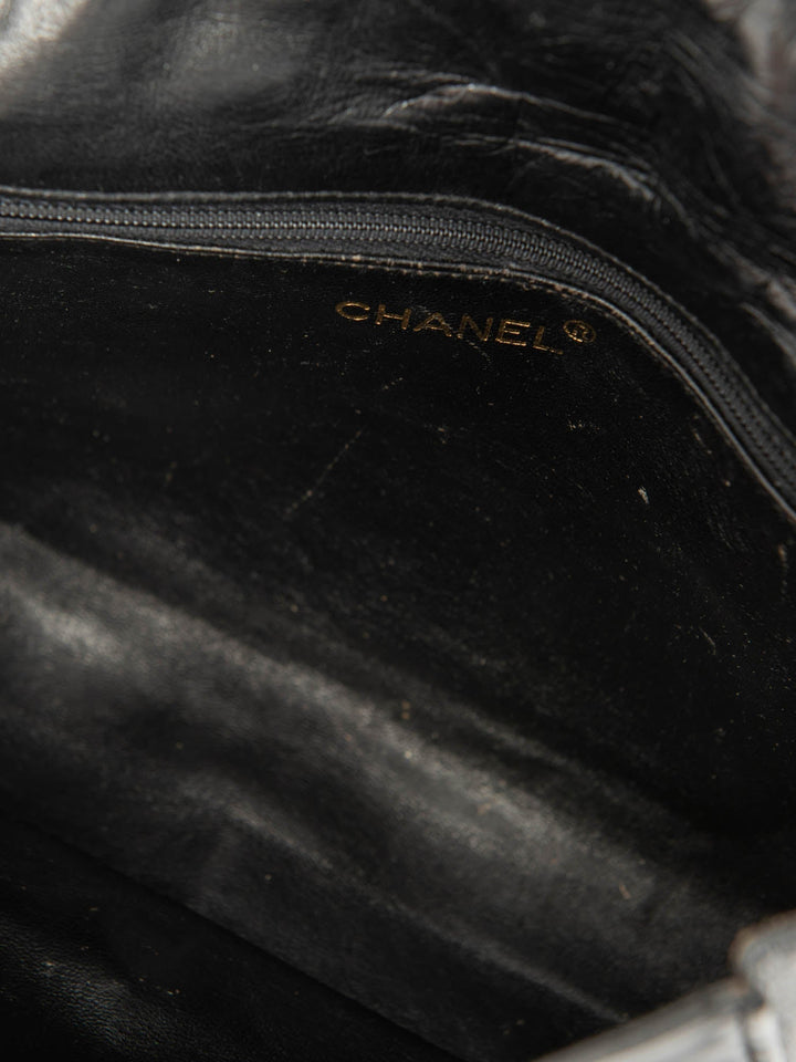 Top Quality Chanel CC Logo Quilted Leather Messenger Bag Black Gold