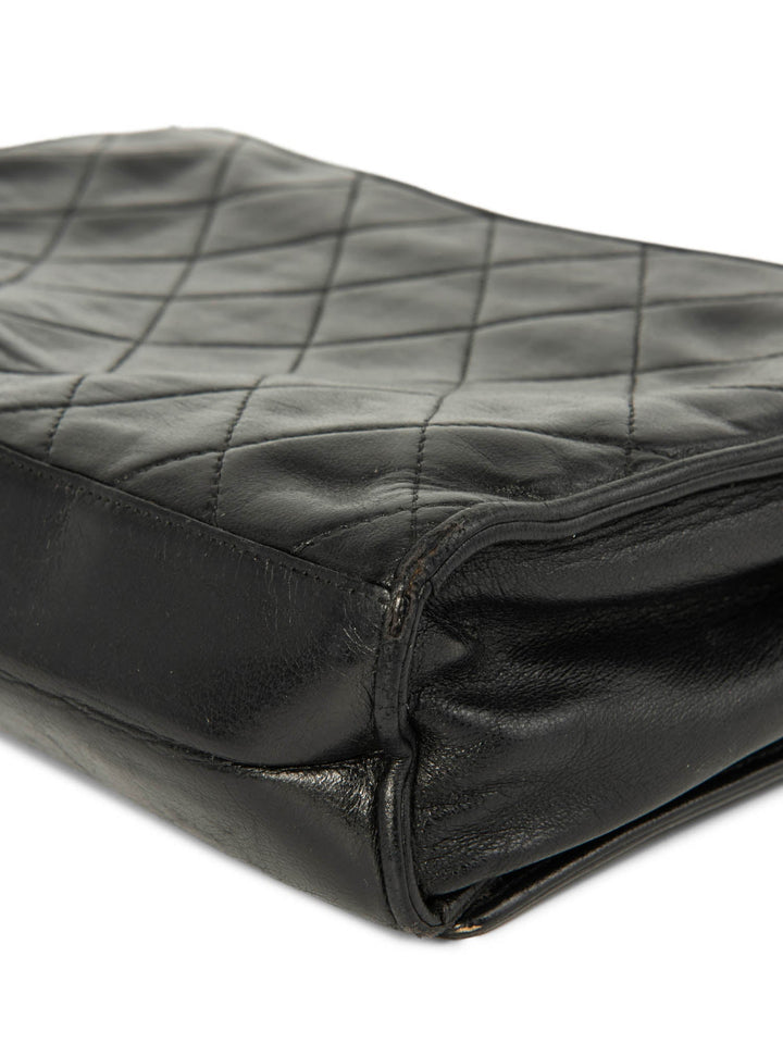 Top Quality Chanel CC Logo Quilted Leather Messenger Bag Black Gold