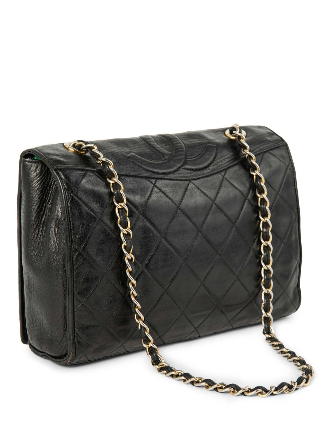 Top Quality Chanel CC Logo Quilted Leather Messenger Bag Black Gold