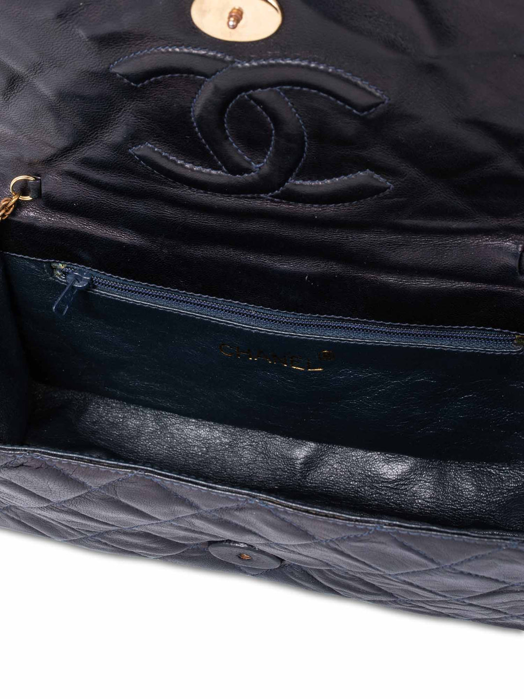 Top Quality Chanel CC Logo Quilted Leather Mini Flap Messenger Bag Navy Blue