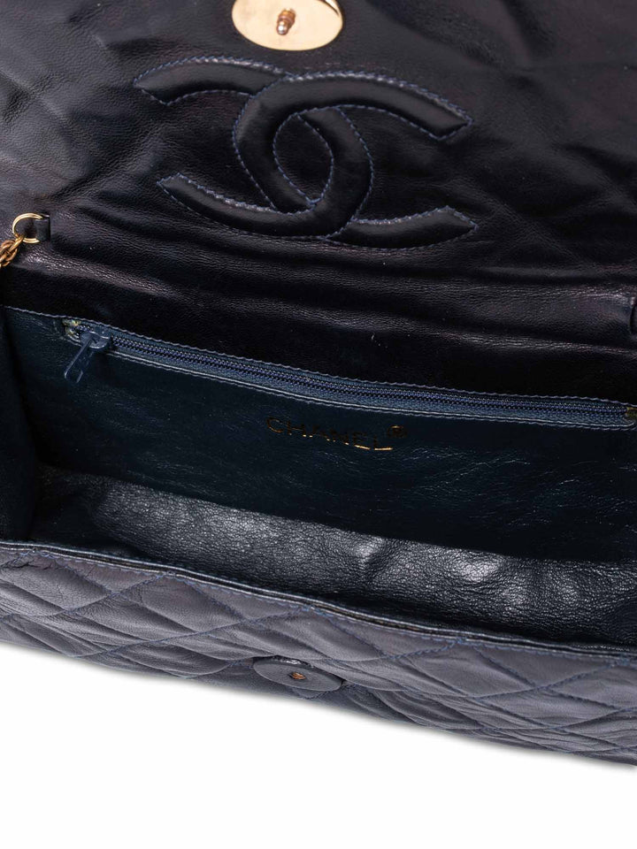 Top Quality Chanel CC Logo Quilted Leather Mini Flap Messenger Bag Navy Blue