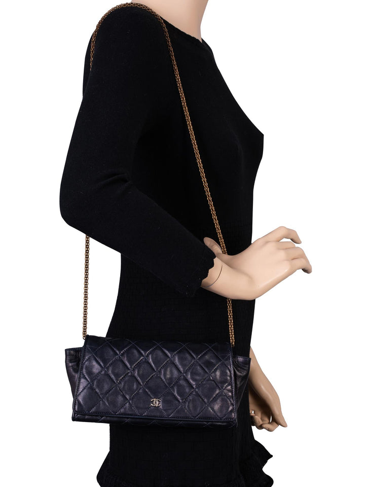 Top Quality Chanel CC Logo Quilted Leather Mini Flap Messenger Bag Navy Blue