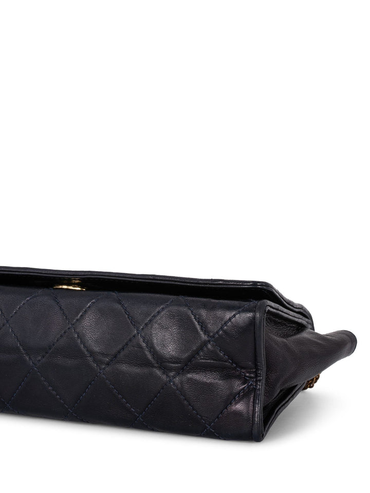 Top Quality Chanel CC Logo Quilted Leather Mini Flap Messenger Bag Navy Blue