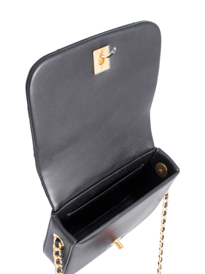 Top Quality Chanel CC Logo Quilted Leather Mini Square Bag Black