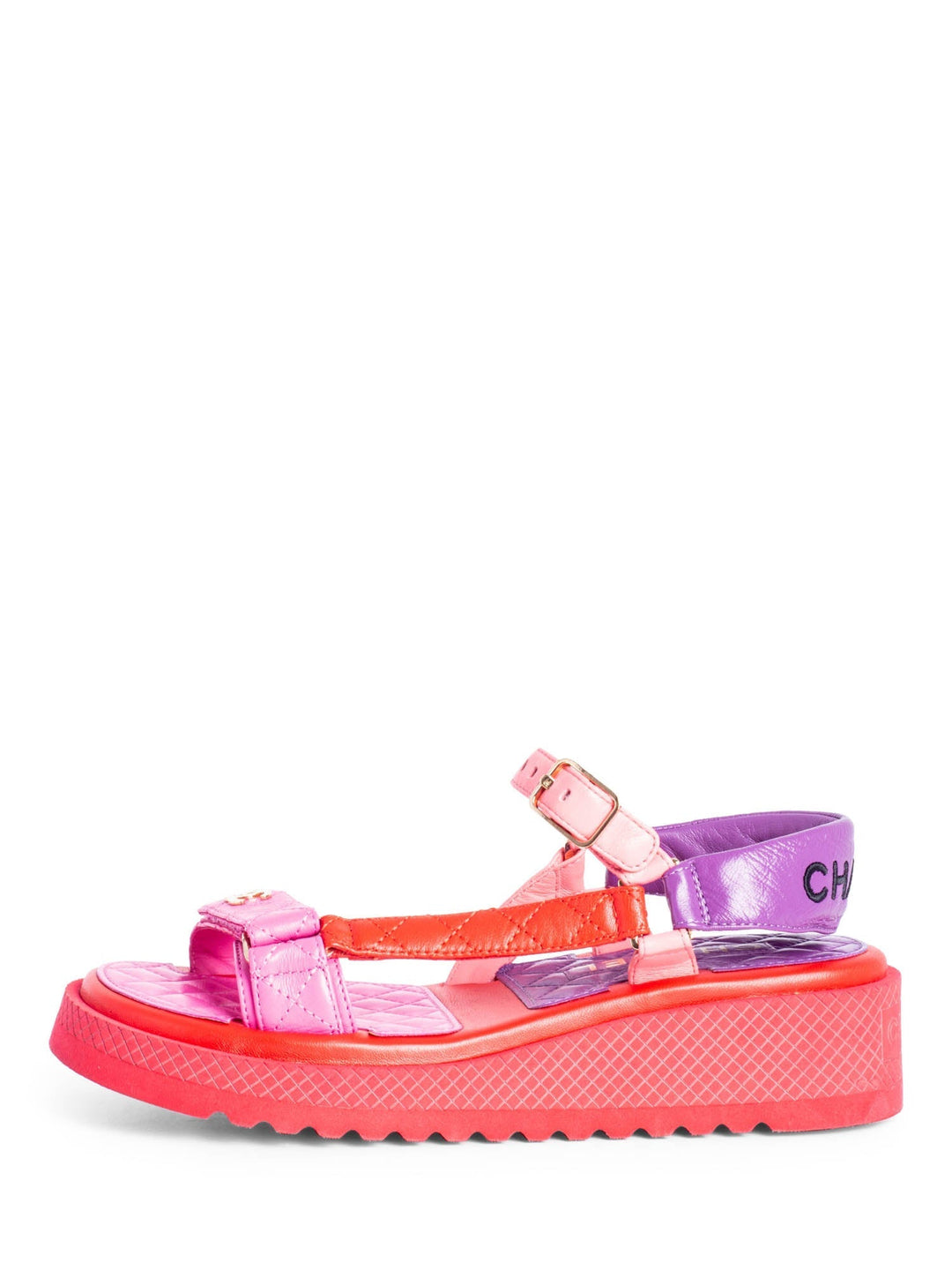 Top Quality Chanel CC Logo Quilted Leather Platform Sandals Multicolor