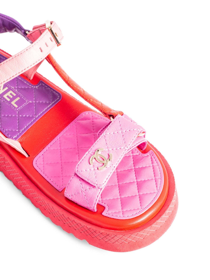 Top Quality Chanel CC Logo Quilted Leather Platform Sandals Multicolor