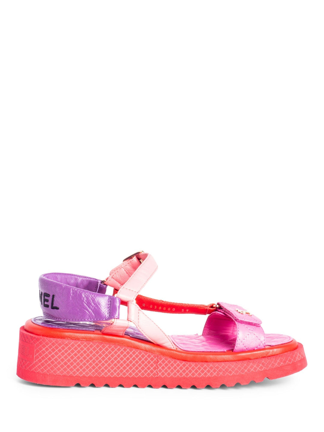 Top Quality Chanel CC Logo Quilted Leather Platform Sandals Multicolor