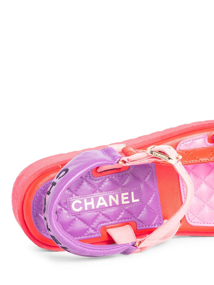Top Quality Chanel CC Logo Quilted Leather Platform Sandals Multicolor