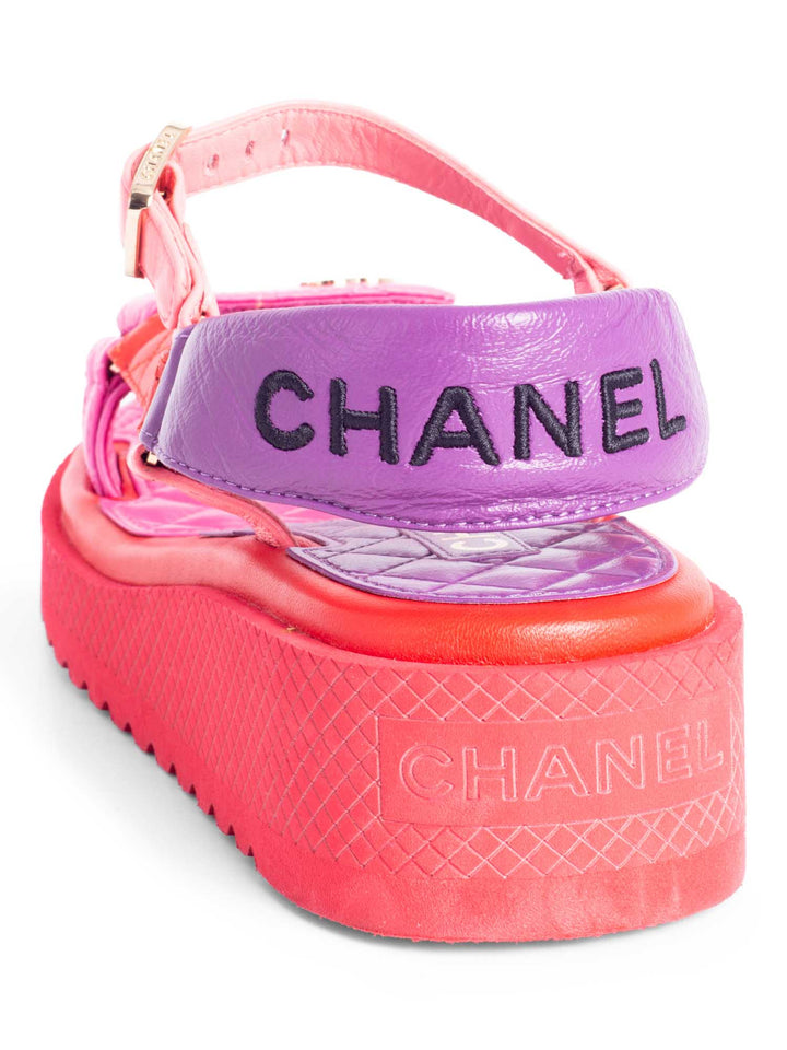 Top Quality Chanel CC Logo Quilted Leather Platform Sandals Multicolor