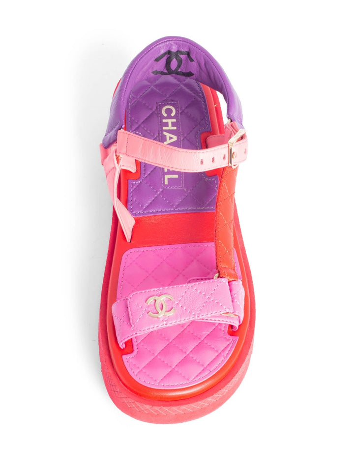 Top Quality Chanel CC Logo Quilted Leather Platform Sandals Multicolor
